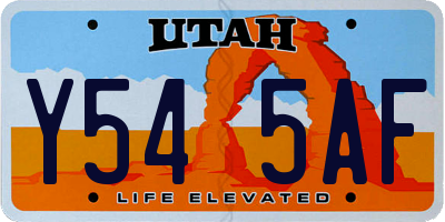 UT license plate Y545AF