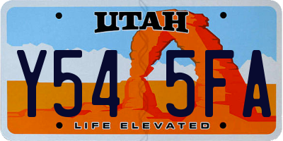 UT license plate Y545FA