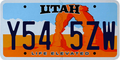 UT license plate Y545ZW