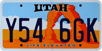 UT license plate Y546GK