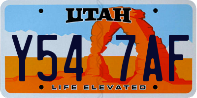 UT license plate Y547AF