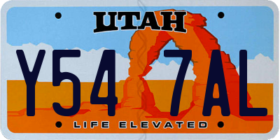UT license plate Y547AL