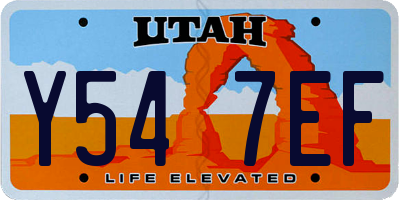 UT license plate Y547EF