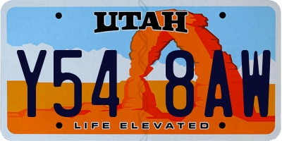 UT license plate Y548AW