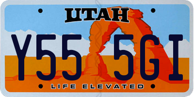 UT license plate Y555GI