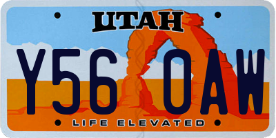 UT license plate Y560AW