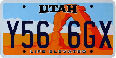 UT license plate Y566GX