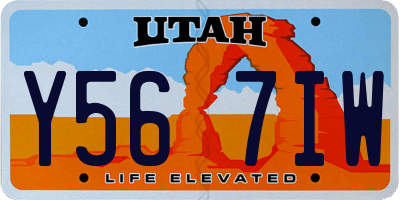 UT license plate Y567IW