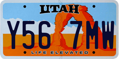 UT license plate Y567MW
