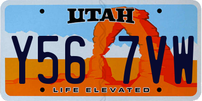 UT license plate Y567VW