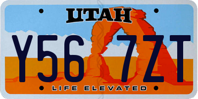 UT license plate Y567ZT