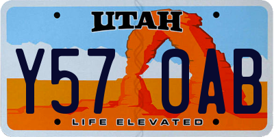 UT license plate Y570AB