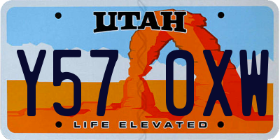 UT license plate Y570XW