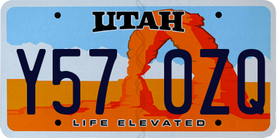 UT license plate Y570ZQ