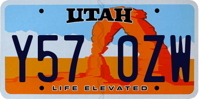 UT license plate Y570ZW