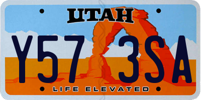 UT license plate Y573SA