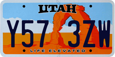 UT license plate Y573ZW