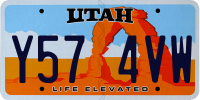 UT license plate Y574VW