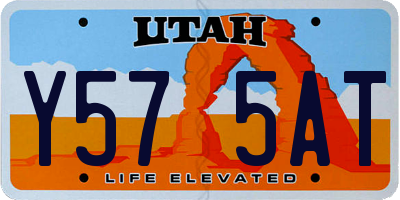 UT license plate Y575AT