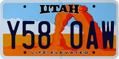UT license plate Y580AW