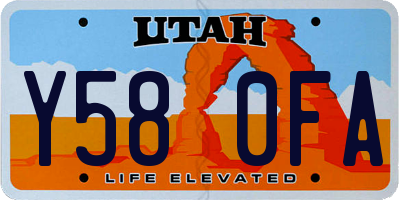 UT license plate Y580FA