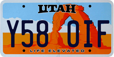 UT license plate Y580IF