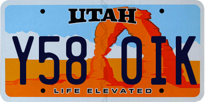 UT license plate Y580IK
