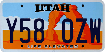 UT license plate Y580ZW