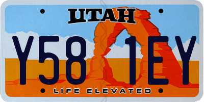 UT license plate Y581EY
