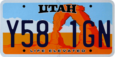 UT license plate Y581GN