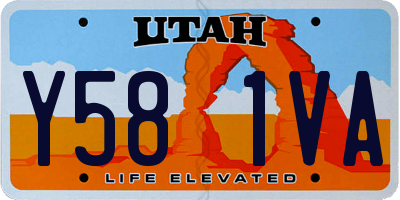 UT license plate Y581VA