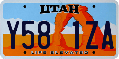 UT license plate Y581ZA
