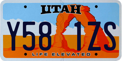 UT license plate Y581ZS