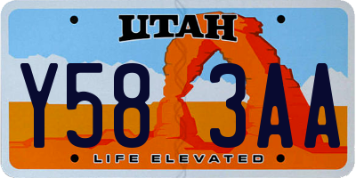 UT license plate Y583AA