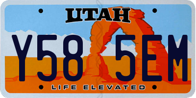UT license plate Y585EM