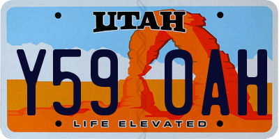 UT license plate Y590AH