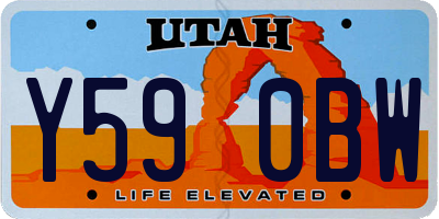 UT license plate Y590BW