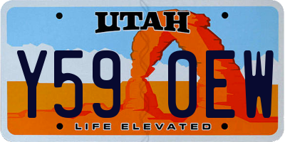 UT license plate Y590EW