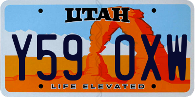 UT license plate Y590XW