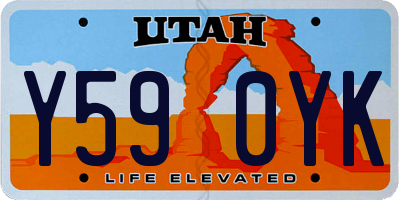 UT license plate Y590YK
