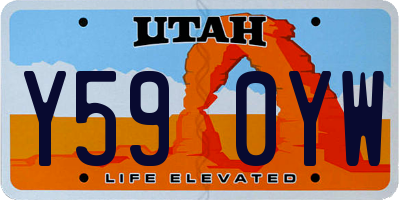 UT license plate Y590YW