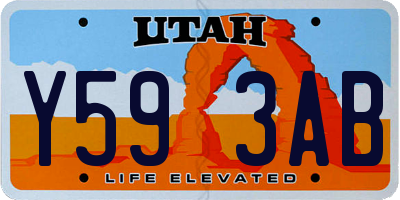 UT license plate Y593AB