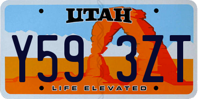 UT license plate Y593ZT
