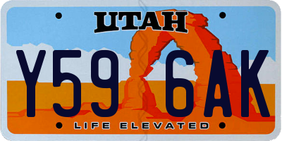 UT license plate Y596AK