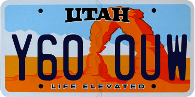 UT license plate Y600UW