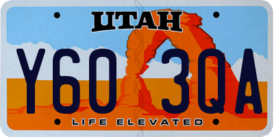 UT license plate Y603QA