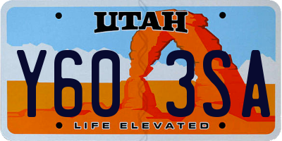 UT license plate Y603SA