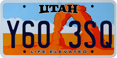 UT license plate Y603SQ