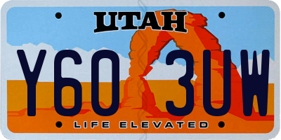 UT license plate Y603UW