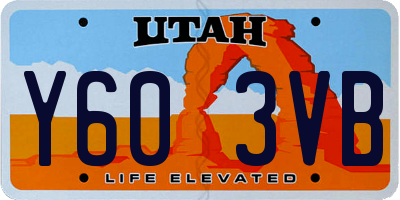 UT license plate Y603VB